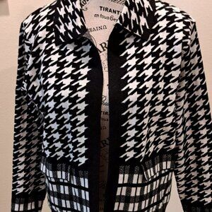 Tahari Houndstooth Sweater Cardigan Size S